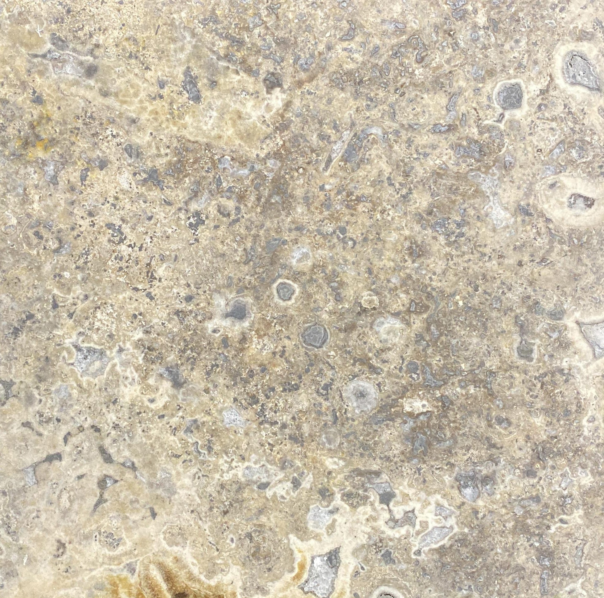 Gümüş Traverten Dolgulu Honlu - 45.7x45.7x1.2 CM